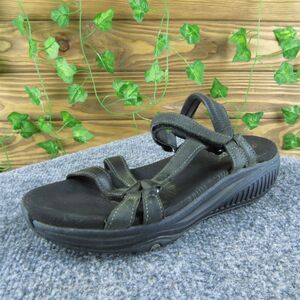 Skechers Women's Rare Shape-Ups Strappy Black Leather Size 6.5M Used 2025‎